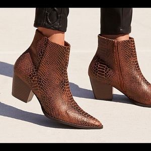Textured vegan leather ankle booties